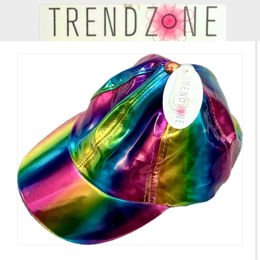 TREND ZONE holographic rainbow multicolor baseball cap size OS NWT